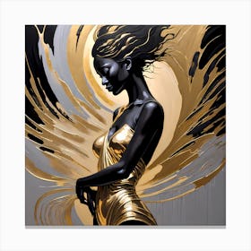 Woman Gold And Black Canvas Print