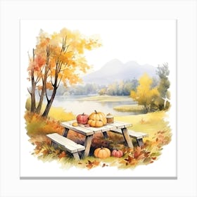 Autumn Picnic Table 6 Canvas Print