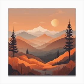 Misty mountains background in orange tone 13 Canvas Print