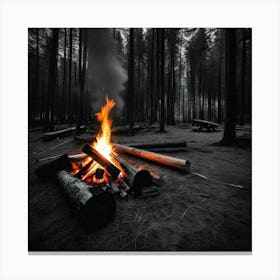 Campfire In The Forest Canvas Print