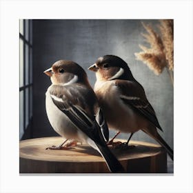 Firefly A Modern Illustration Of 2 Beautiful Sparrows Together In Neutral Colors Of Taupe, Gray, Tan 2023 11 23t012921 Canvas Print