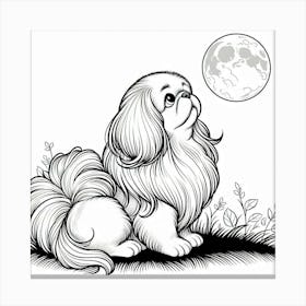 Line Art Pekingese dog 2 Canvas Print