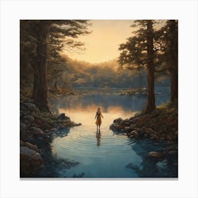 Girl In The Water Canvas Print