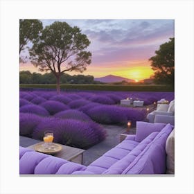 Lavender Field At Sunset Canvas Print