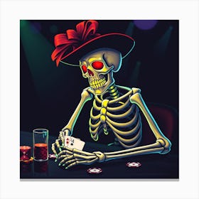 Skeleton Playing Poker 1 Canvas Print