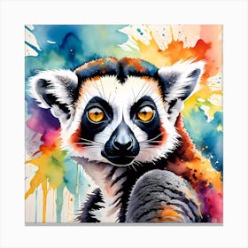 Vibrant Highly Detailed Lemur Painting Canvas Print