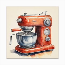 Red Mixer Watercolor Painting Canvas Print