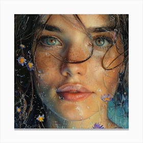 Girl With Flowers Canvas Print