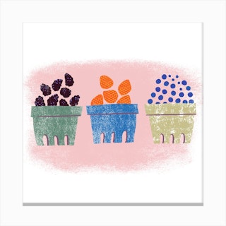 Basket Of Fresh Berries  Square Canvas Print