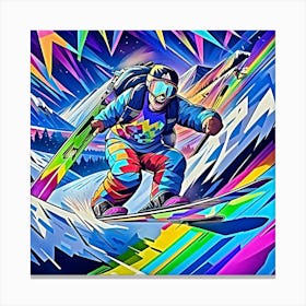 Rainbow Skier Canvas Print