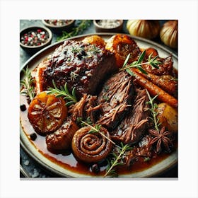 A Close Up Of A Plate Featuring Slow Cooked Meats, Canvas Print