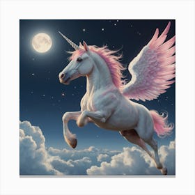 Unicorn Flying In The Sky Canvas Print