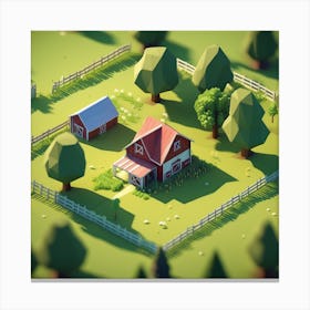 Low Poly Farm 7 Canvas Print