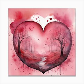Heart With Trees Canvas Print