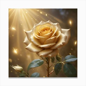 A Golden Rose Blooming In The Air Its Petals Canvas Print