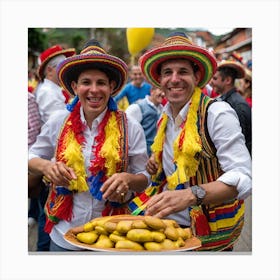 Venezuelan People In Traditional Costumes Canvas Print