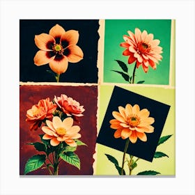 Collage Of Dahlias, Surrealist, Vintage Canvas Print