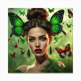 Beautiful Woman With Butterflies Canvas Print