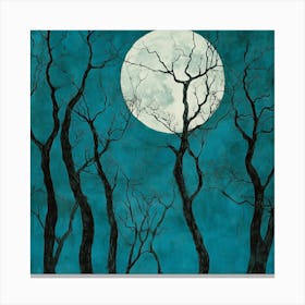 Full Moon Over Trees Art Canvas Print