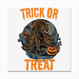 Trick Or Treat Wolf Pumpkin Halloween Canvas Print