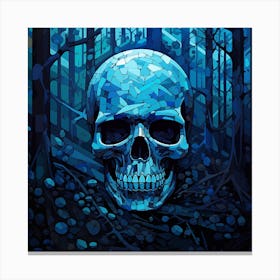 Blue Skull In The Forest Canvas Print