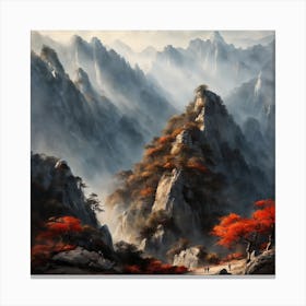 Chinese Mountains Landscape Painting (151) Canvas Print