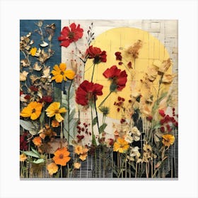 'Sunrise', Produce An Eclectic Collage Combining Calligraphy Textured Paint Swatches And Cut Out Elements Canvas Print