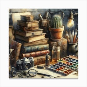 Artist'S Studio books Canvas Print