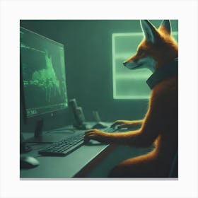 Fox In Front Of Computer Canvas Print