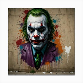 Joker Graffiti On A Gritty Urban Wall Canvas Print