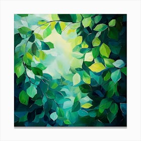 Green Leaves In The Forest Canvas Print