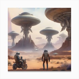 Color Harmony Peramids Aliens Watercolor 1 Canvas Print