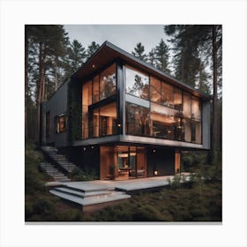 Modern Architecture in the middle of a Forest Canvas Print