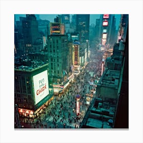 An Aerial View Capturing The Pulsating Energy Of Bustling City Life Dense Clusters Of People Engage (1) Canvas Print