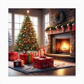 Christmas Tree In The Living Room 107 Canvas Print