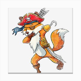 Dabbing Pirate Cute Fox Halloween Vintage Canvas Print