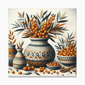 Scandinavian Art, Sea buckthorn berries 3 Canvas Print