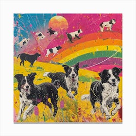 Sheep Dog Rainbow Collage 2 Canvas Print