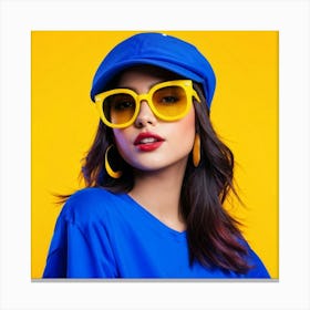 Girl In A Headshot Avatar Wearing A Blue Face Cap Infused With A Casual And Trendy Vibe Accessoriz Canvas Print