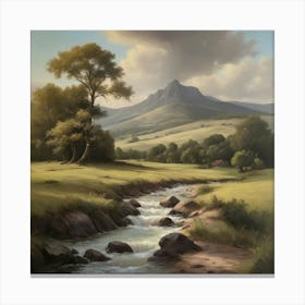 Stream In The Mountains Art Print Paintings Canvas Print