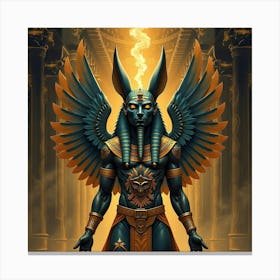 Enigmatic Anubis, The God Of Mummification, Surrounded By Symbols Of The Afterlife 1 Canvas Print