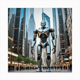 Robot In The City Canvas Print