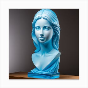 Busto De Rostro De Mujer Color Celeste Canvas Print