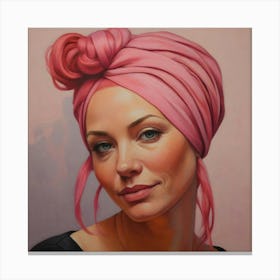 Portrait Of A Woman With Pink Turban Canvas Print