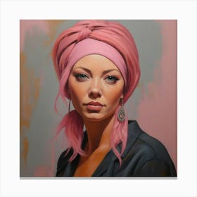 Portrait Of A Woman With Pink Hair 3 Canvas Print