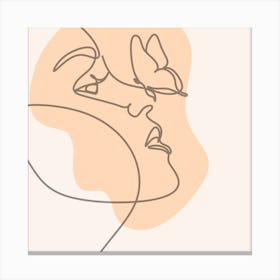 Woman'S Face With A Butterfly Canvas Print