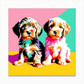 Wirehaired Pointing Griffon Pups, This Contemporary art brings POP Art and Flat Vector Art Together, Colorful Art, Animal Art, Home Decor, Kids Room Decor, Puppy Bank - 123rd Canvas Print