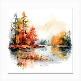 Watercolor Autumn Trees 16 Canvas Print