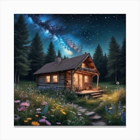 Cabin In The Woods art Canvas Print