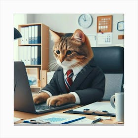 Cat In Business Suit Canvas Print